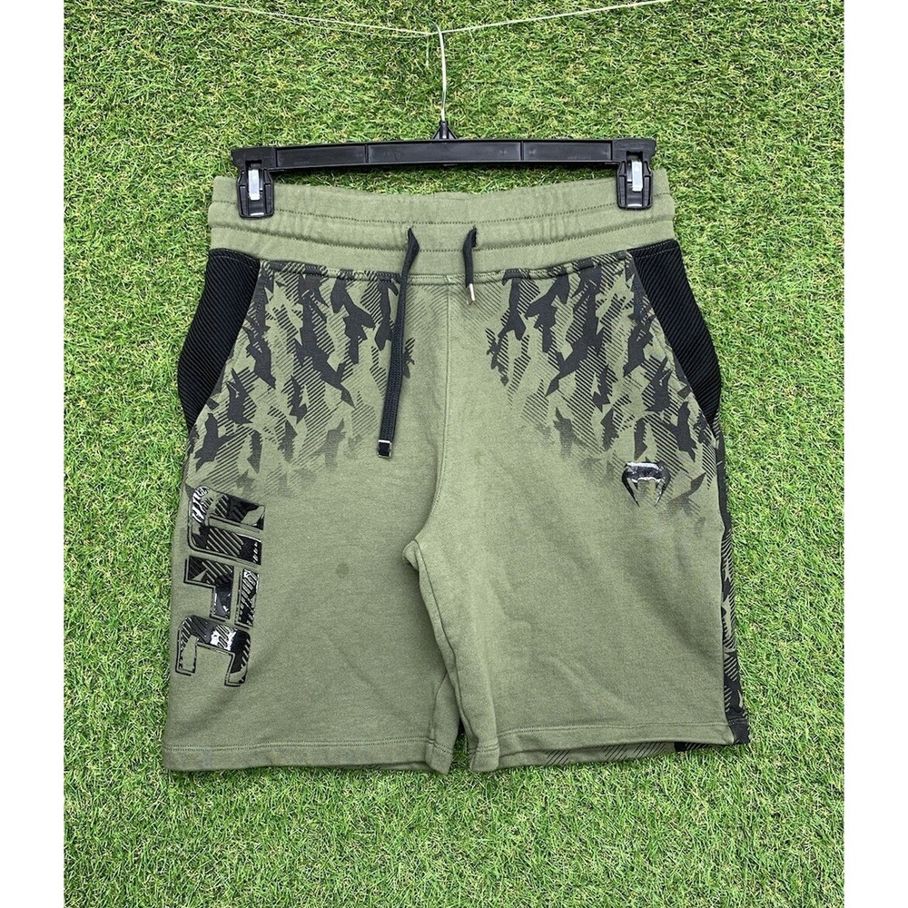 Venum UFC Fight Team Shorts Mens Small Black Green MMA BJJ Jui Jitsu Athletic
